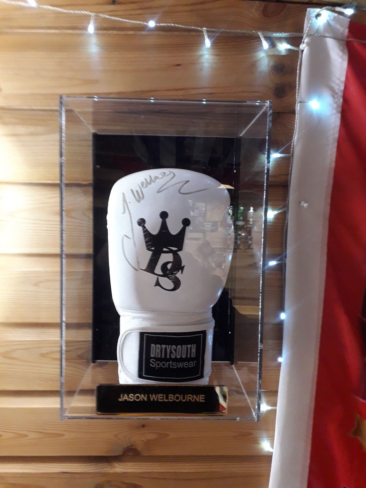 Boxing Glove Single Wall Mounted Personalised Perspex Display