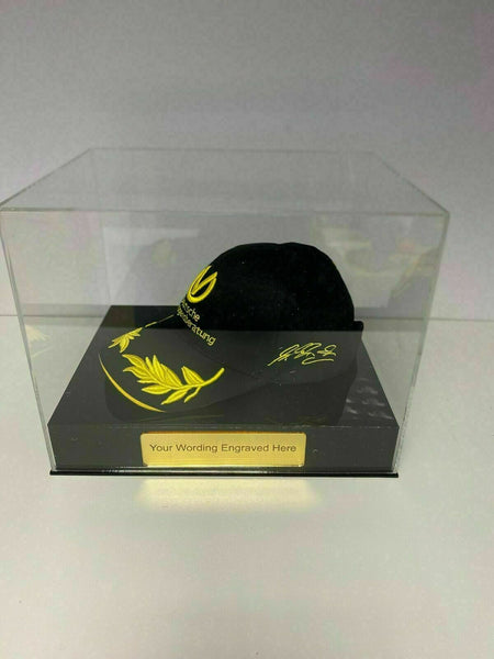 Display Case Baseball Cap Memorabilia for all Sports. Personally Engraved