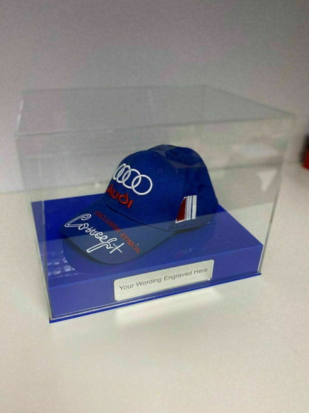 Display Case Baseball Cap Memorabilia for all Sports. Personally Engraved