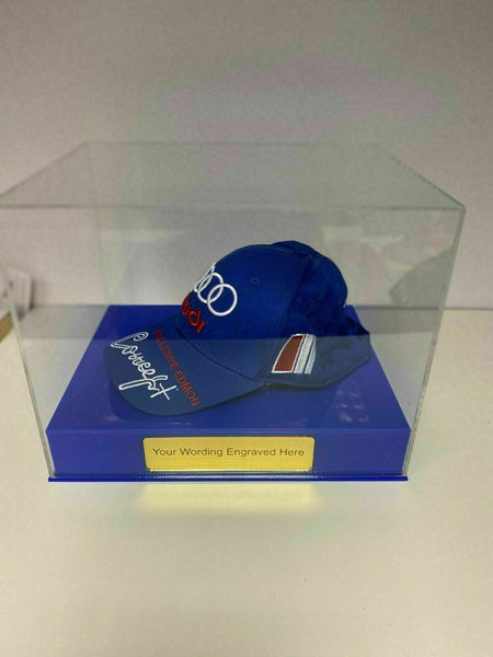 Display Case Baseball Cap Memorabilia for all Sports. Personally Engraved