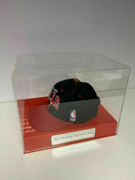 Display Case Baseball Cap Memorabilia for all Sports. Personally Engraved