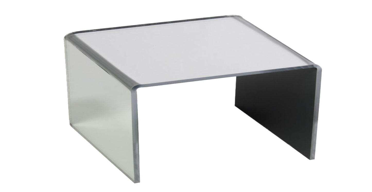 Risers Bridges 1 Step Silver Mirror Acrylic Displays 200mm Wide x 200mm Deep 3 Various Height's
