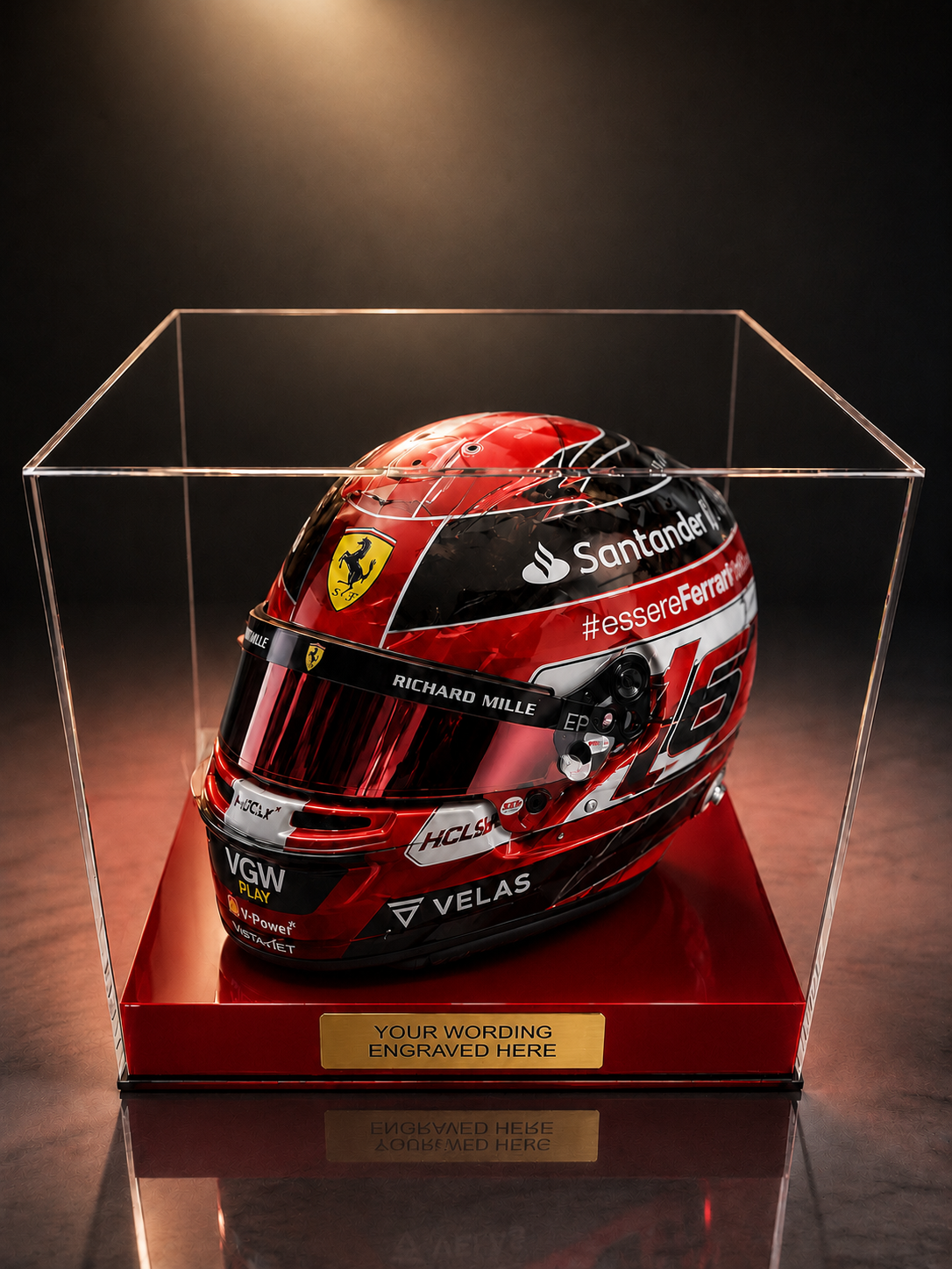 Crash Helmet Acrylic Display Case for a Signed/Autographed Personalised Plaque