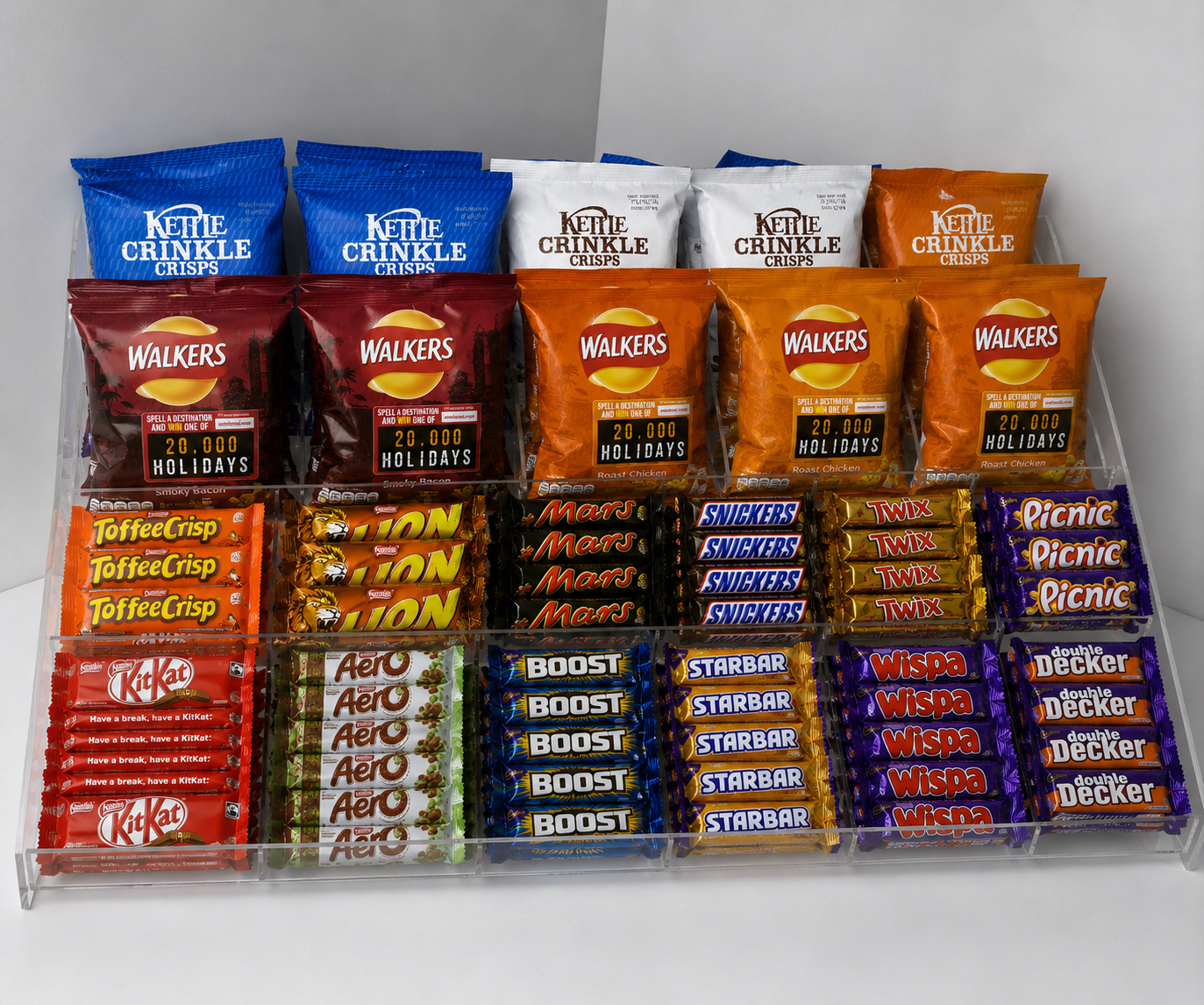 Confectionery, Chocolate bar , Crisps, Condiment etc. 4 Step Counter Display