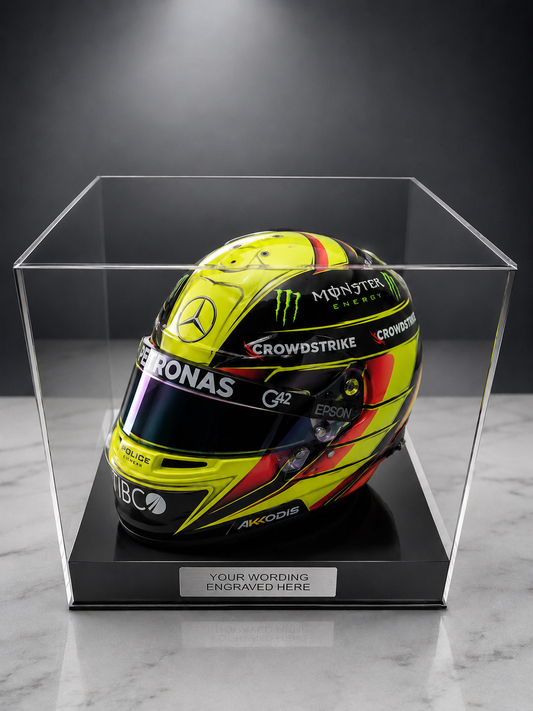 Crash Helmet Acrylic Display Case for a Signed/Autographed Personalised Plaque