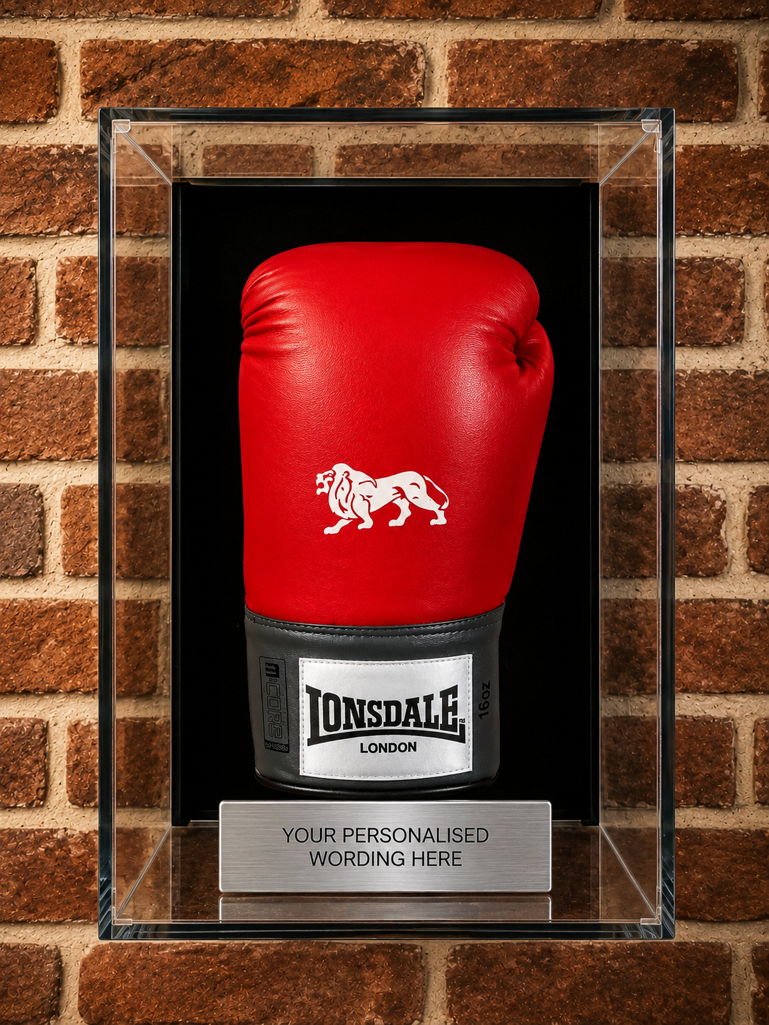 Boxing Glove Single  Wall Mounted Personalised Perspex Display