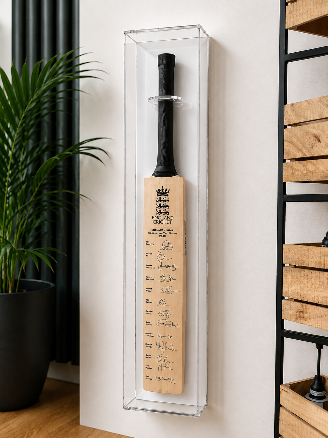 Cricket Bat Display Case with Personalised Etching Plaque
