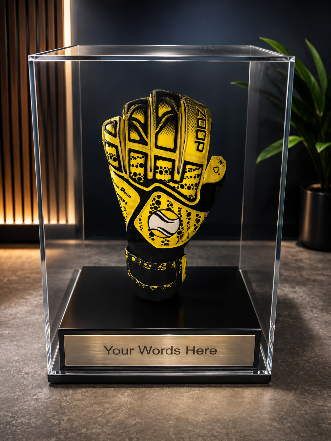 Goal keeper Glove Display Case Personalised Engraved