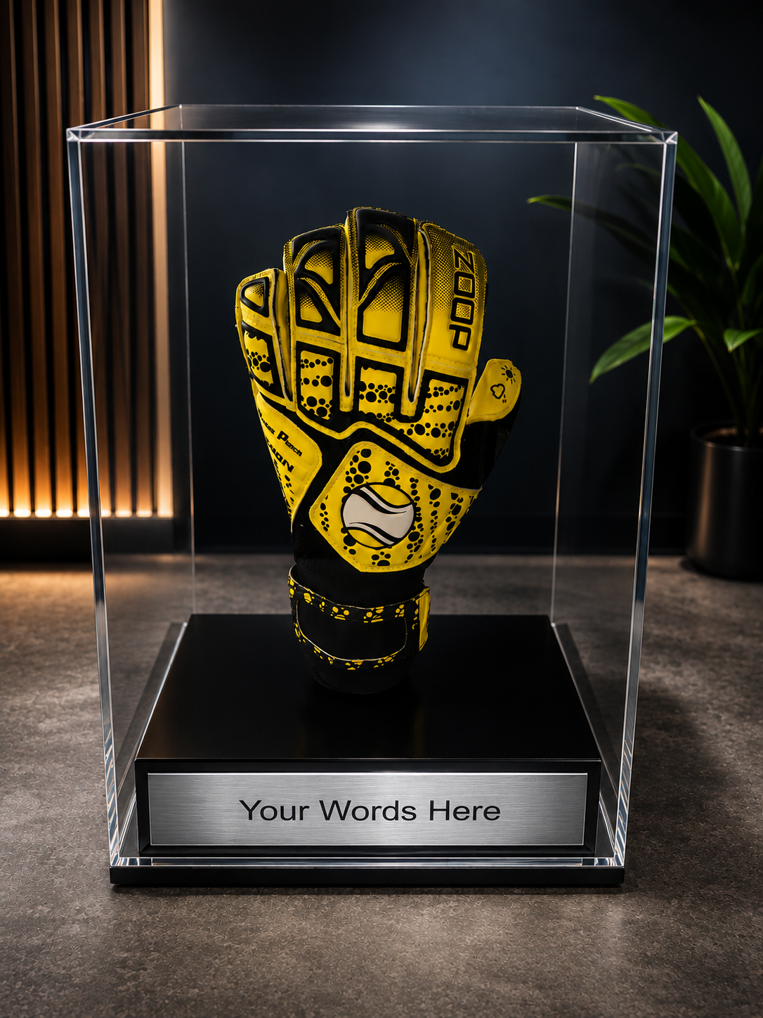 Goal keeper Glove Display Case Personalised Engraved
