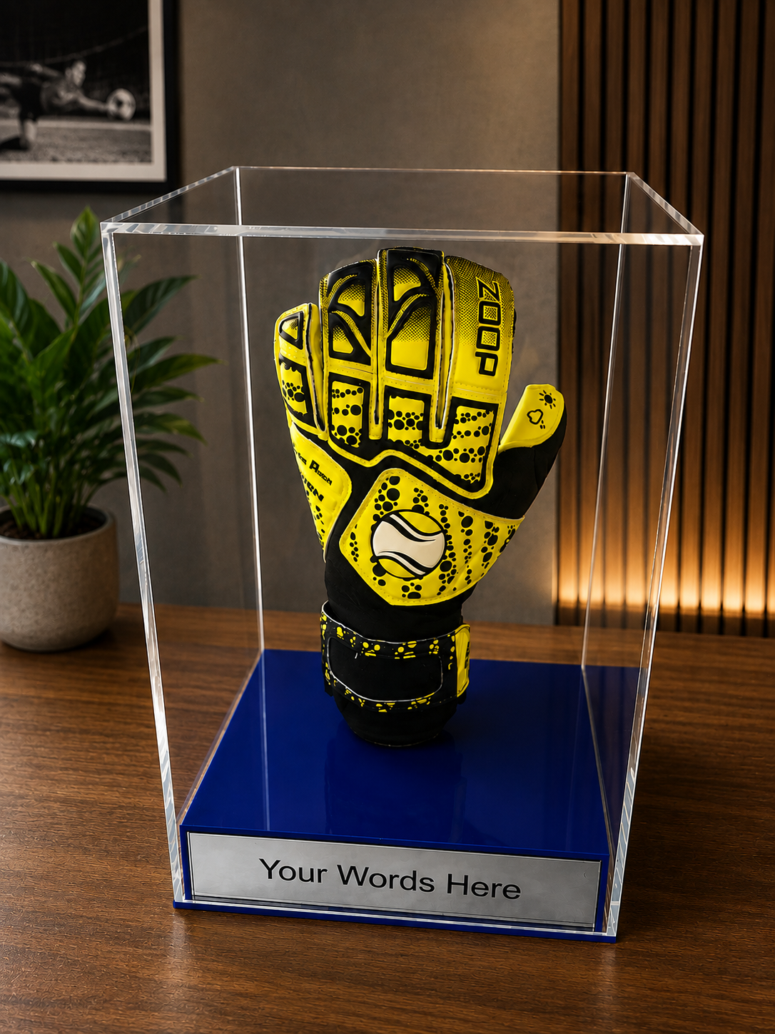 Goal keeper Glove Display Case Personalised Engraved