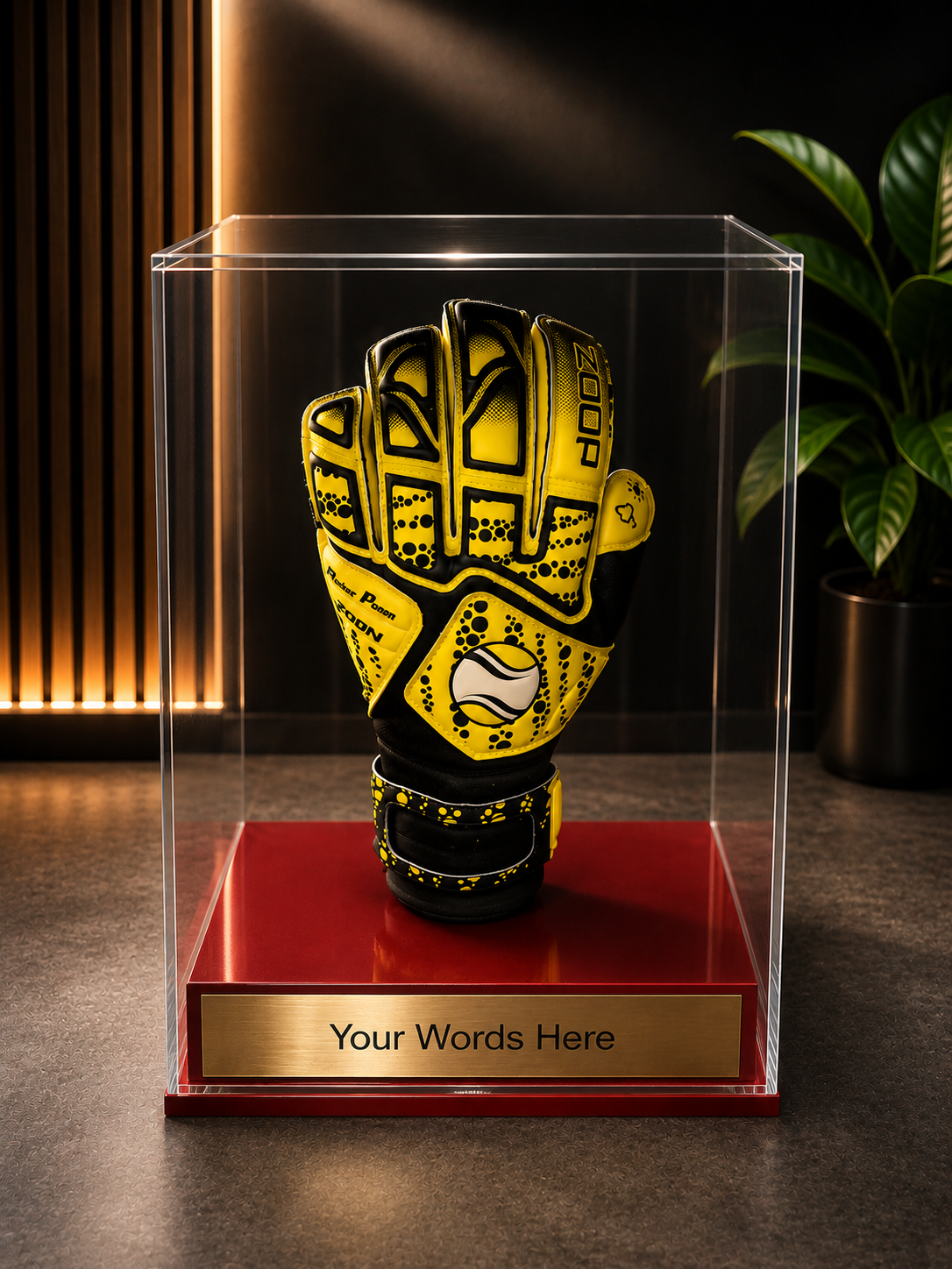 Goal keeper Glove Display Case Personalised Engraved