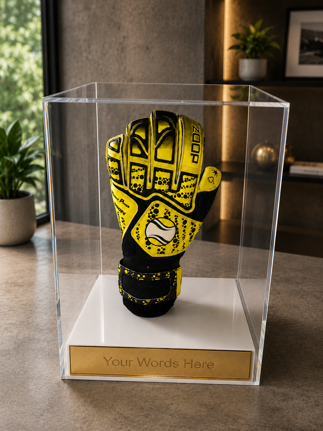Goal keeper Glove Display Case Personalised Engraved