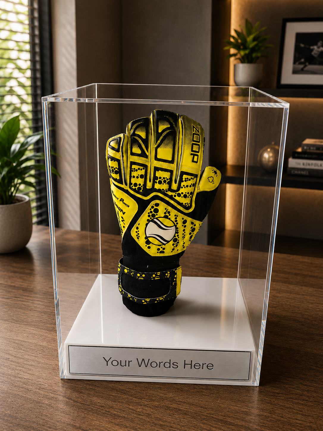 Goal keeper Glove Display Case Personalised Engraved