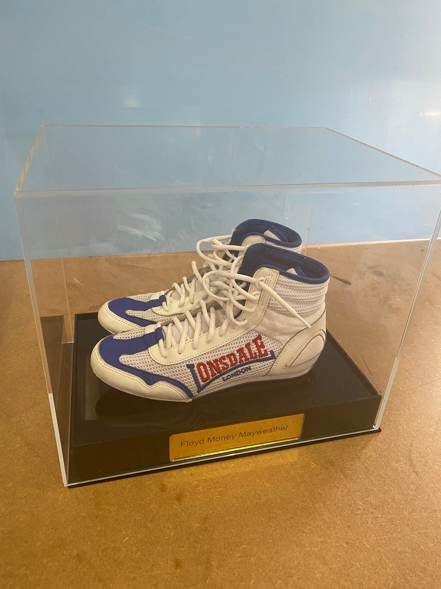 Boxing Boot Display Case with Personalised Etching Plaque