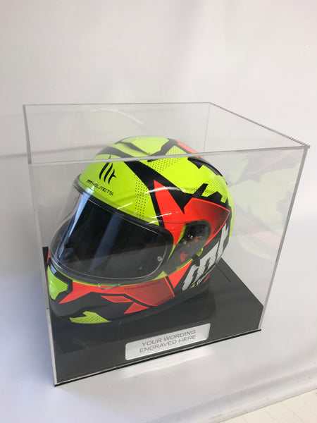 Crash Helmet Display With Free standing Plinth , Formula 1, Rally, Motorbike, Speedway