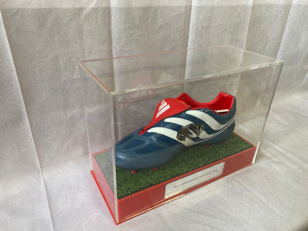 Football single Boot Display Case with Personalised Etching Plaque