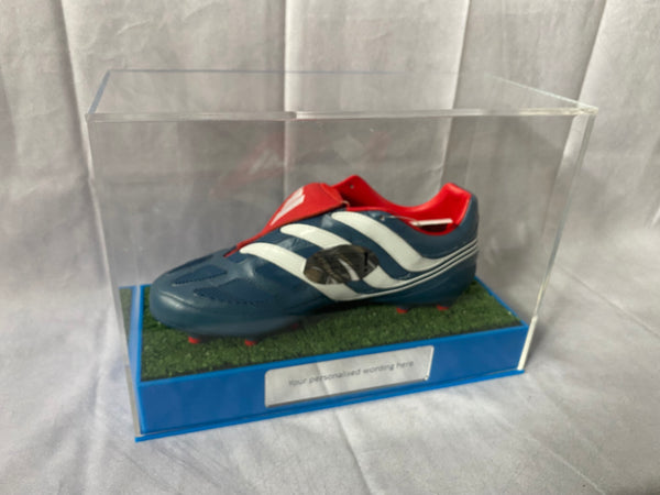 Football single Boot Display Case with Personalised Etching Plaque