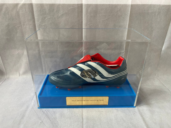 Football single Boot Display Case with Personalised Etching Plaque