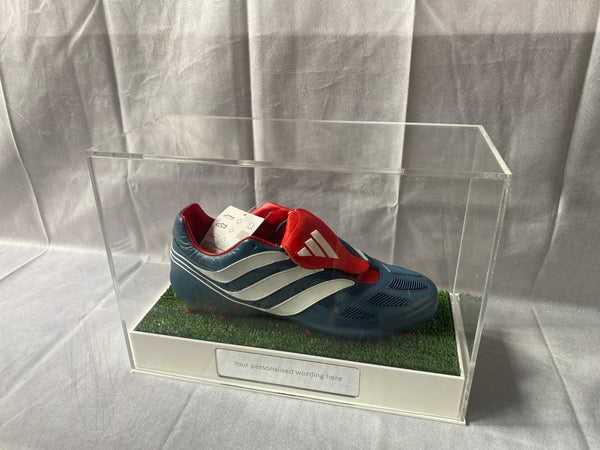 Football single Boot Display Case with Personalised Etching Plaque