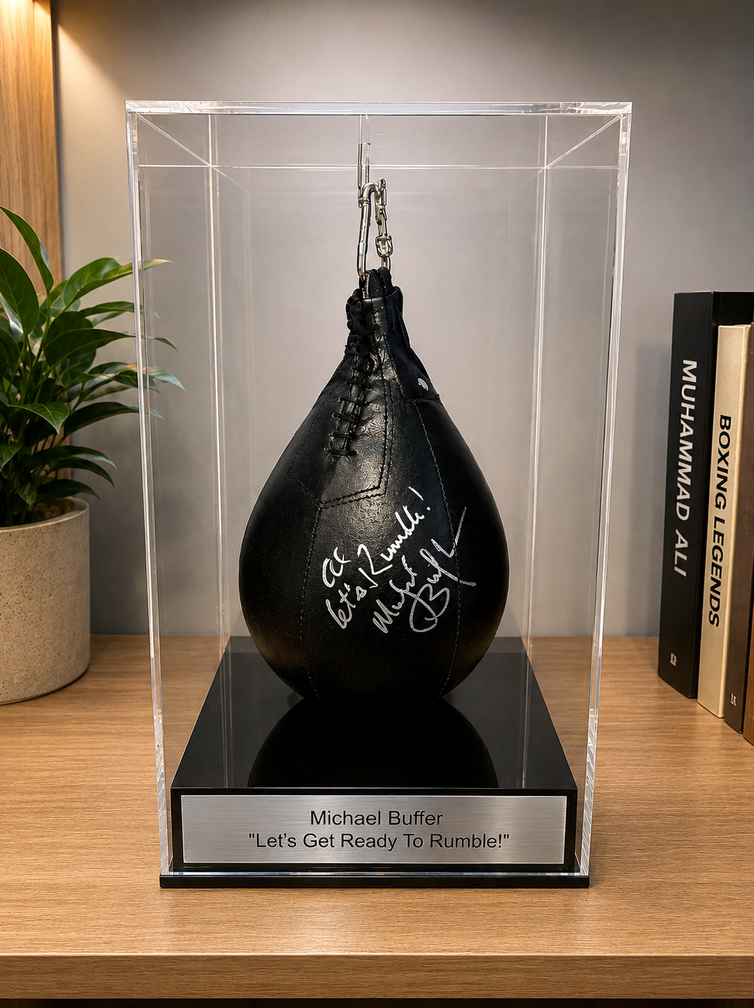 Boxing Speed Ball Display Case, Personalised Engraved Plaque