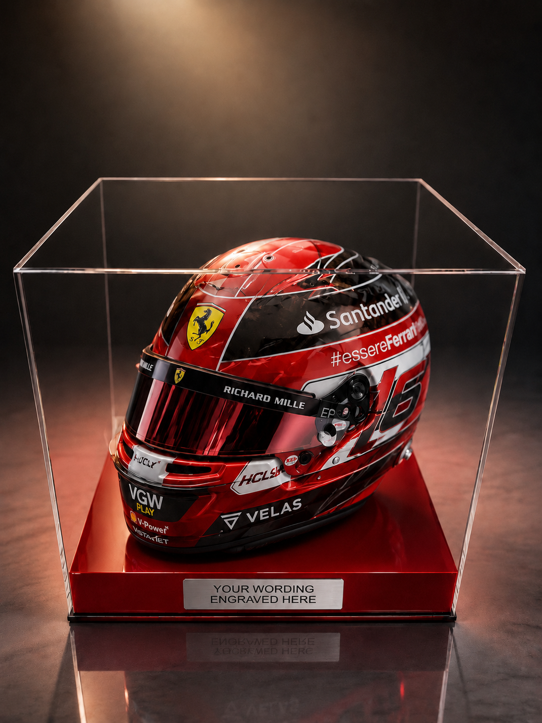 Crash Helmet Acrylic Display Case for a Signed/Autographed Personalised Plaque