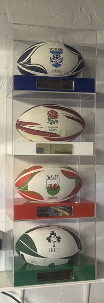 Rugby Display Case Landscape  With Choice of Colour & Personalised Engrave Plaque