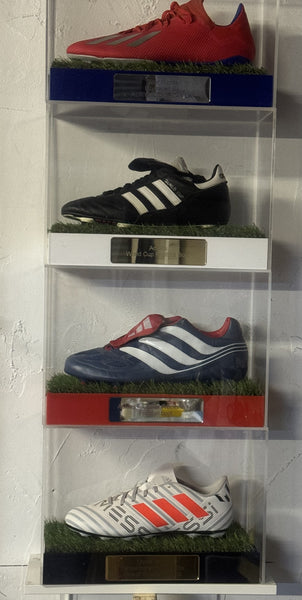 Football single Boot Display Case with Personalised Etching Plaque