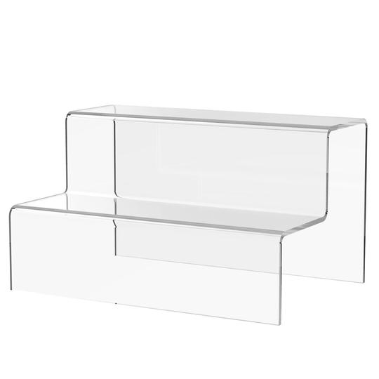Risers Bridges 2 Step Clear Acrylic Displays 100mm High x 120mm Deep, Various Height's