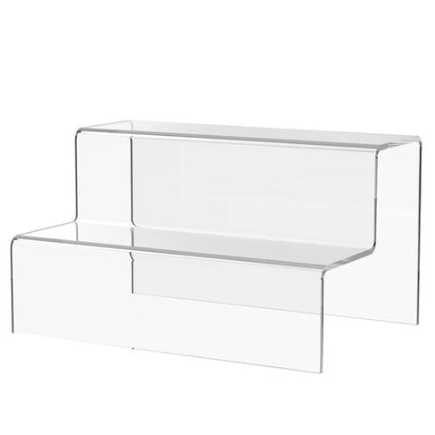 2 Step Clear Acrylic Riser Displays 100mm High x 120mm Deep, Various Height's