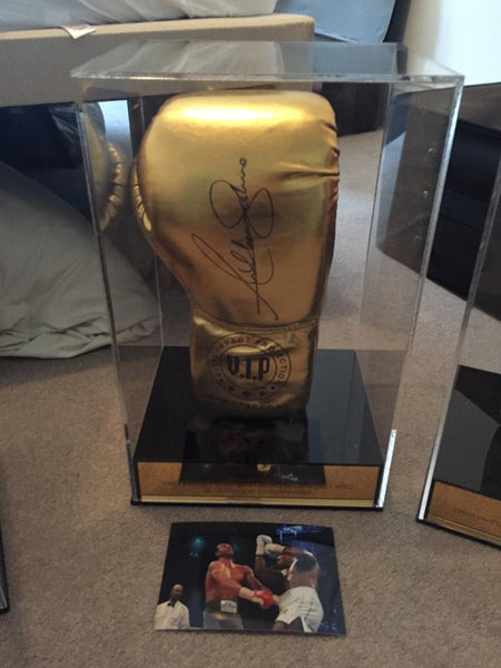 Boxing Robe Display Case Boxing Display case portrait single glove with personalised engraving ...