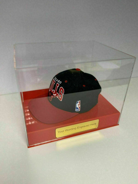 Display Case Baseball Cap Memorabilia for all Sports. Personally Engraved
