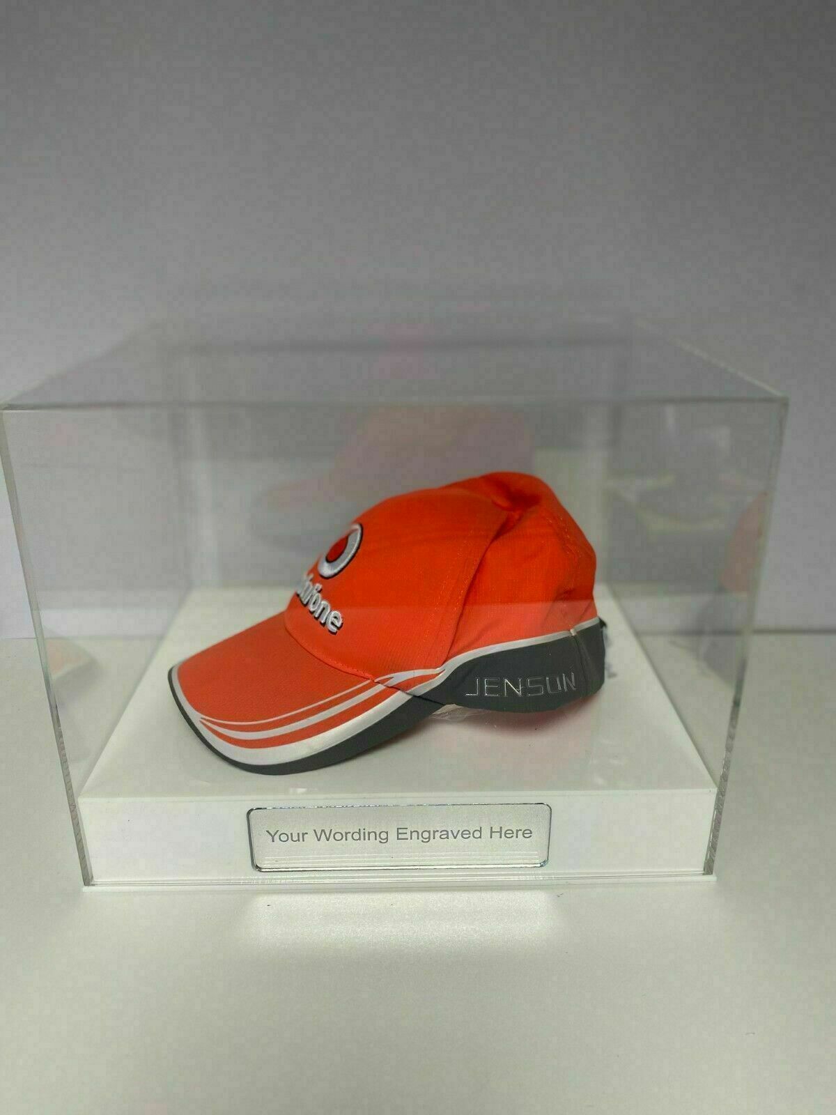 Display Case Baseball Cap Memorabilia for all Sports. Personally Engraved