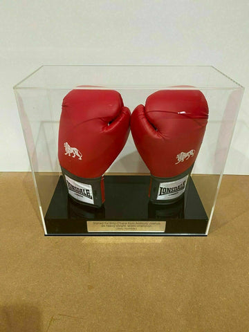 Boxing Display Case Double Glove with Personalised Etching Plaque