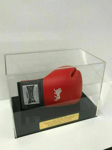 Boxing Glove Display Case Landscape with Personalised Etching Plaque