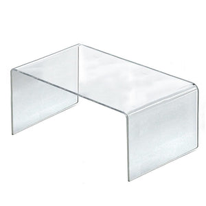 1 Step Clear Acrylic Riser Displays 200mm Wide x 200mm Deep, 3 Various Heights