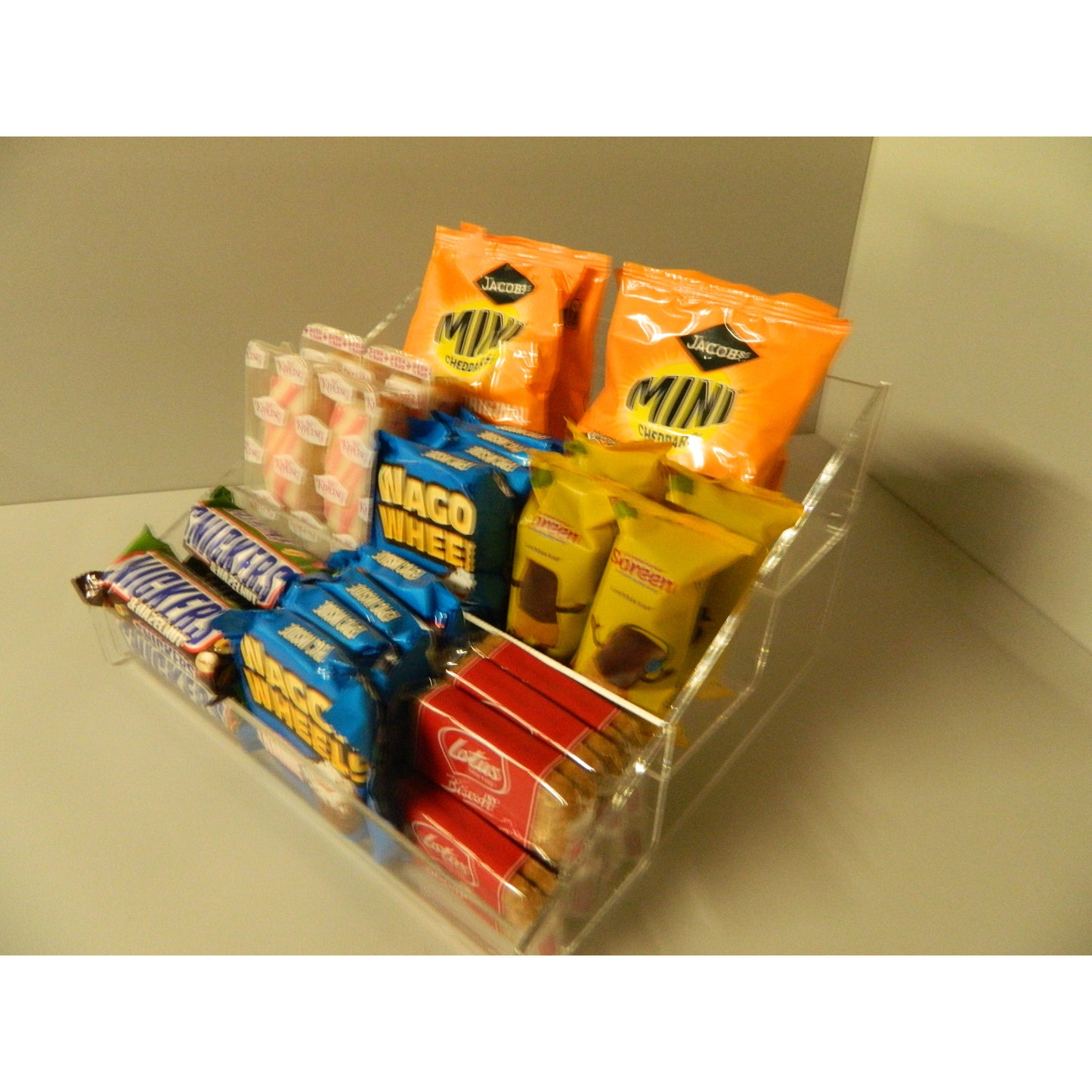 Confectionery, Chocolate bar , Crisps, Condiment etc. 3 Step Counter Display