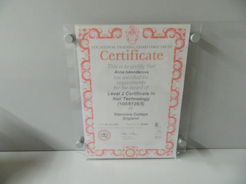 Poster Holder POS certificate holder with stand of wall fixings