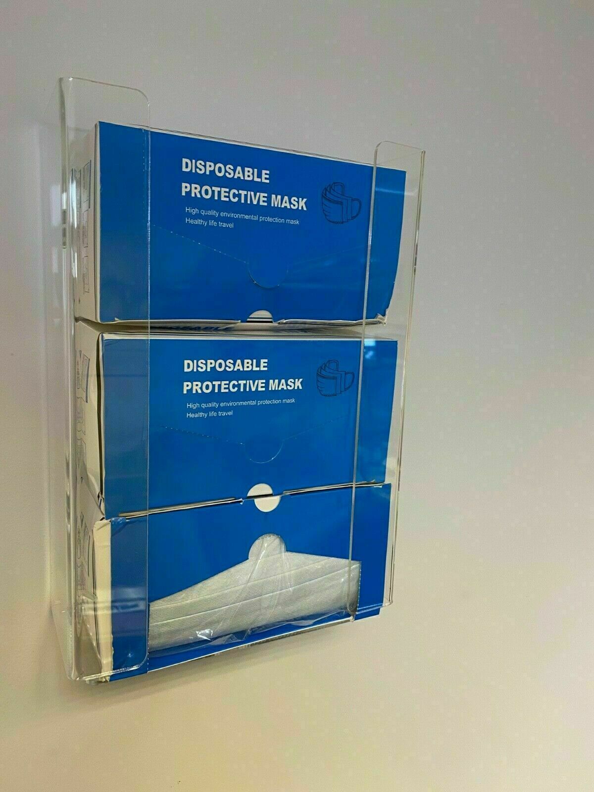 Mask Pack Display Rack Face Mask Dispenser Wall Mount 3 Box Mask Holder – Acrylic Display uk