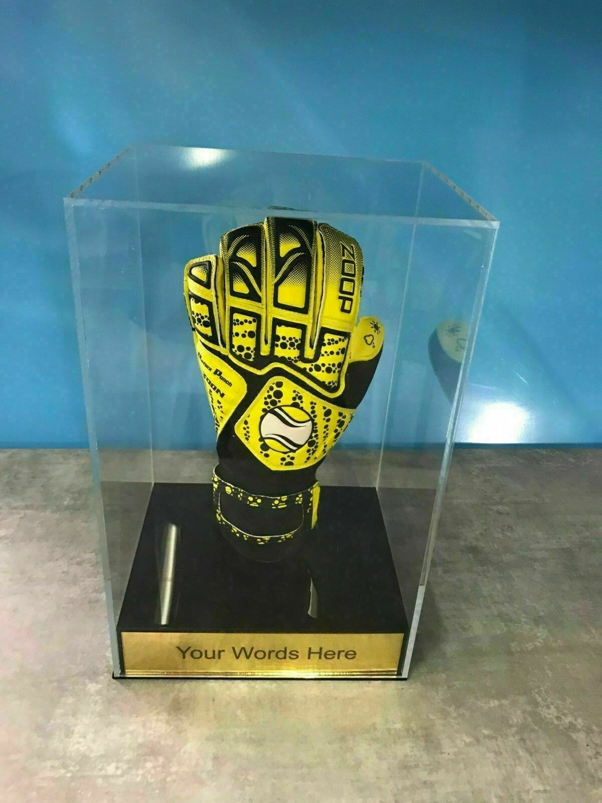 Goal keeper Glove Display Case Personalised Engraved