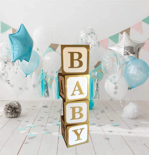 White and Gold Birthday Display Cubes Baby, Birthdays Names, Celebrations & Special Occasions