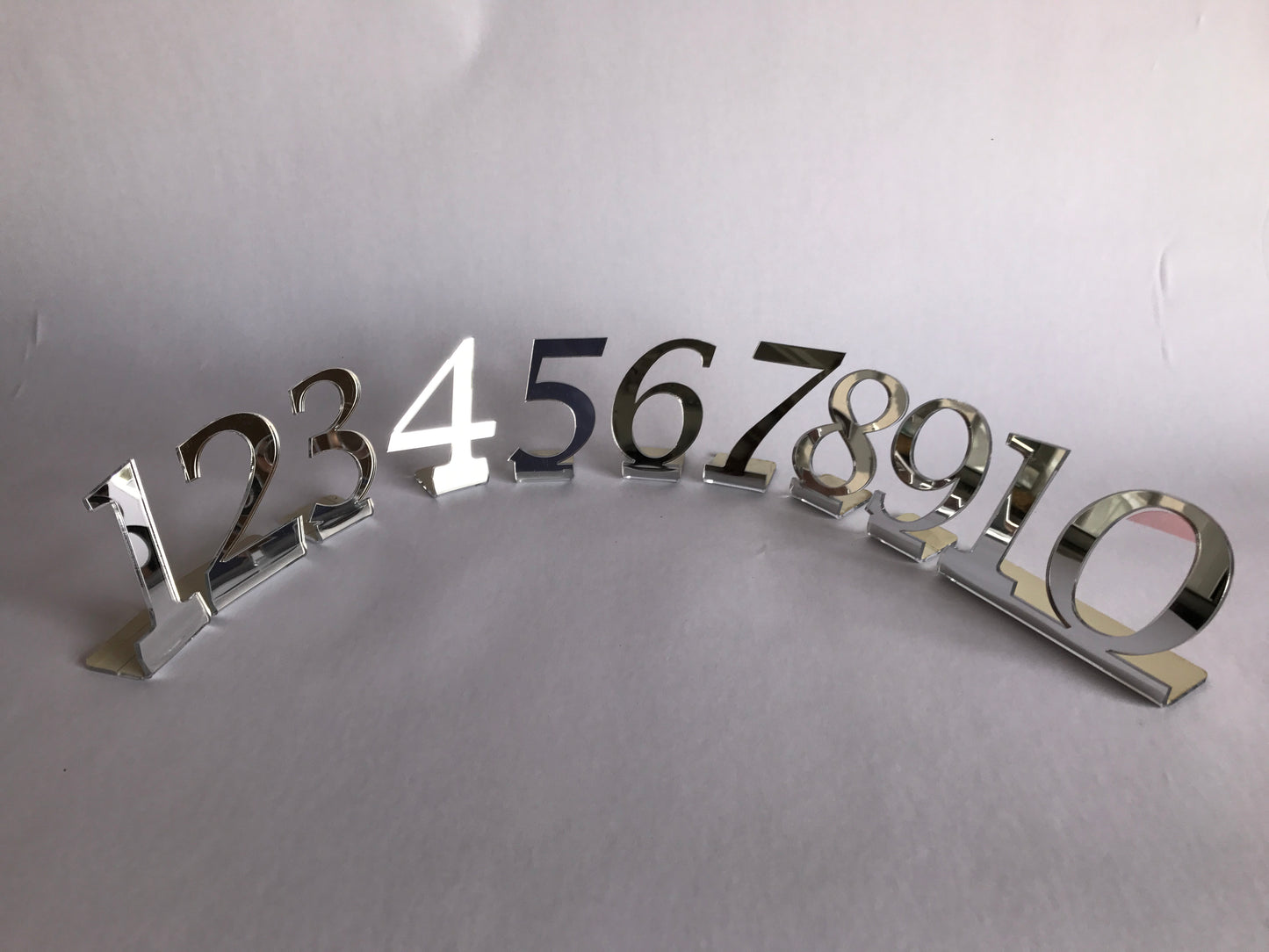 Wedding table Numbers Catering Mirror table numbers pack of 10 and choice of gold or silver