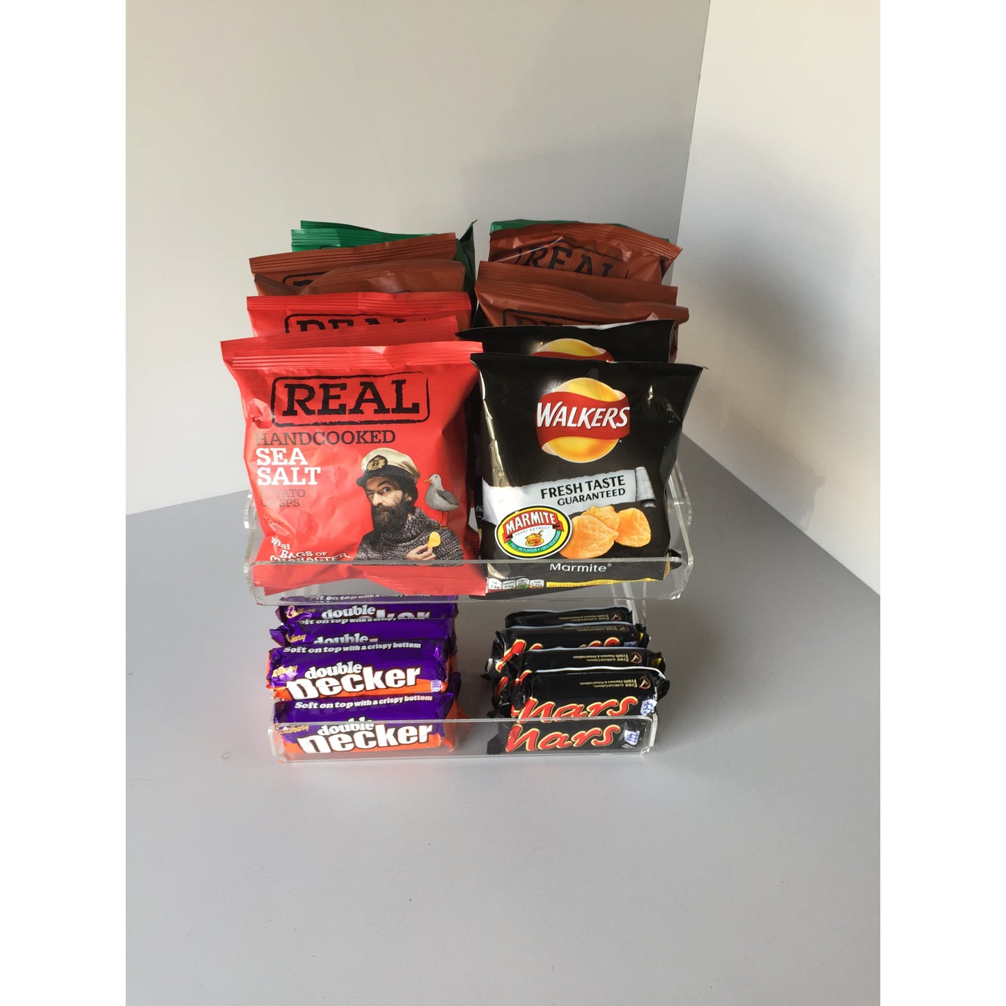 Confectionery, Chocolate bar , Crisps, Condiment etc. 2 Tier Counter Display