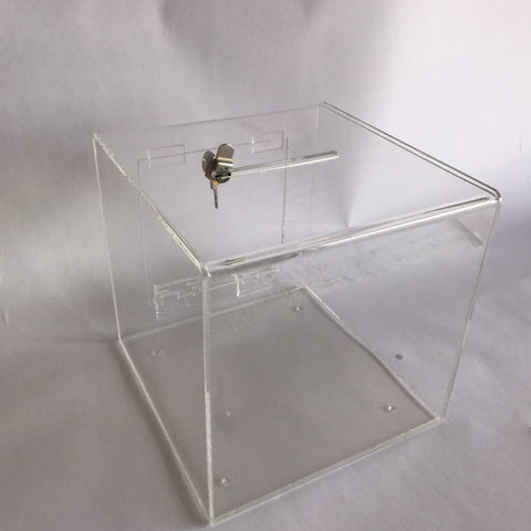 Ballot Box, Collection, suggestion Box clear acrylic with Lock & 2 Keys