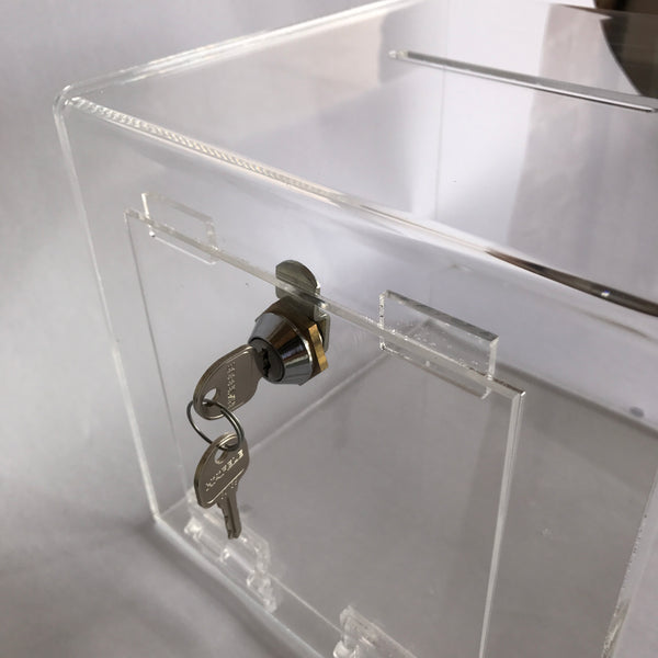 Ballot Box, Collection, suggestion Box clear acrylic with Lock & 2 Keys