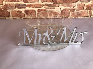 Cake stand single tier Silver finish Mr & Mrs Cake Stand