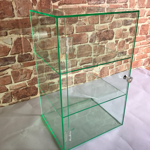 Display Case glass look acrylic cabinet with crystal effect handle
