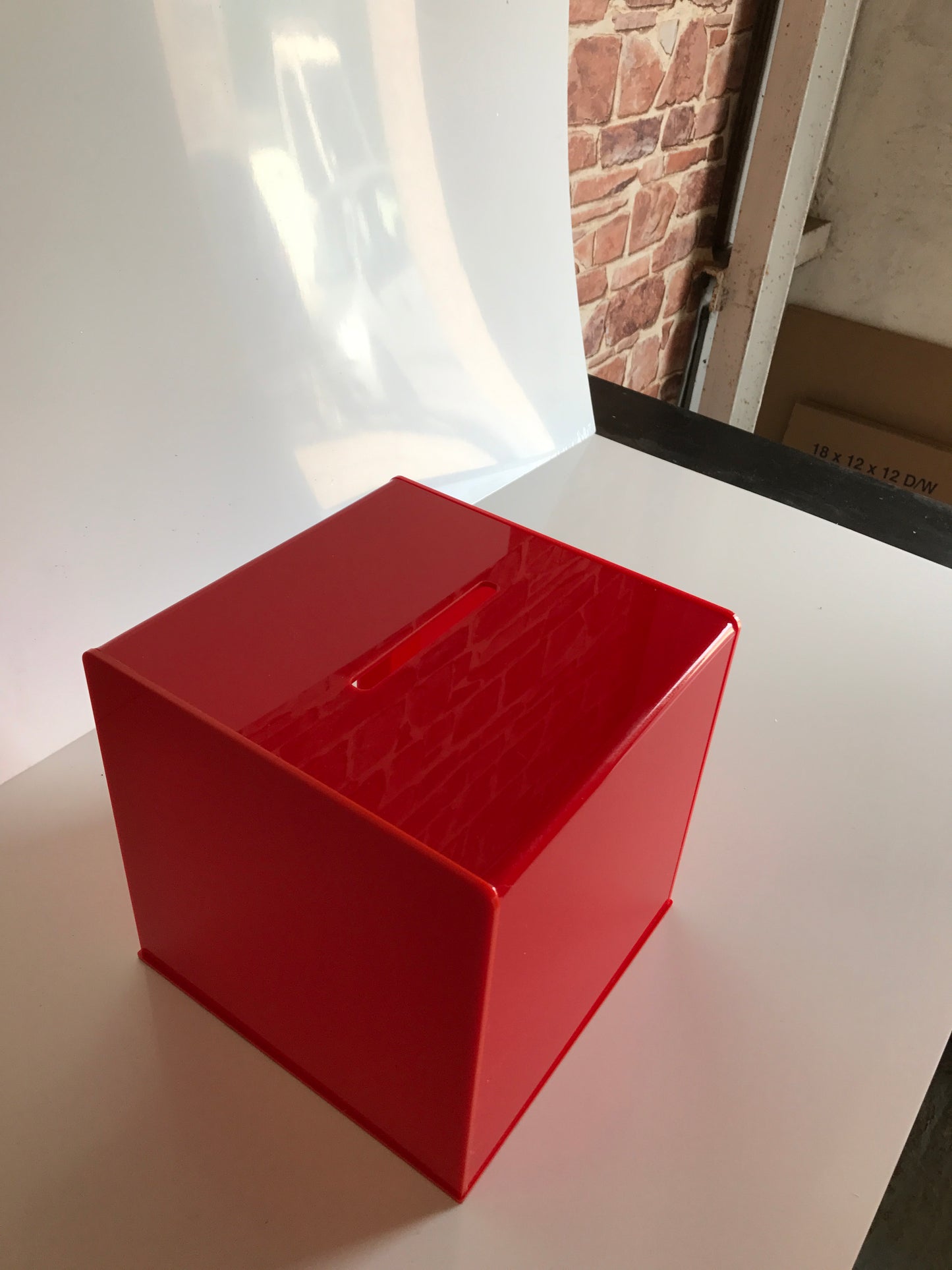 Ballot Box, Collection, suggestion Box Red acrylic with Lock & 2 Keys