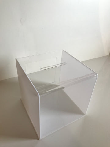 Ballot Box, Collection, suggestion box White & clear acrylic with Lock & 2 Keys