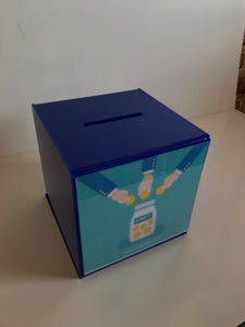 Ballot Box, Collection, suggestion box Blue acrylic with Lock & 2 Keys