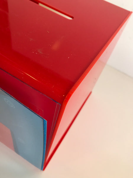 Ballot Box, Collection, suggestion box Red & clear acrylic with Lock & 2 Keys